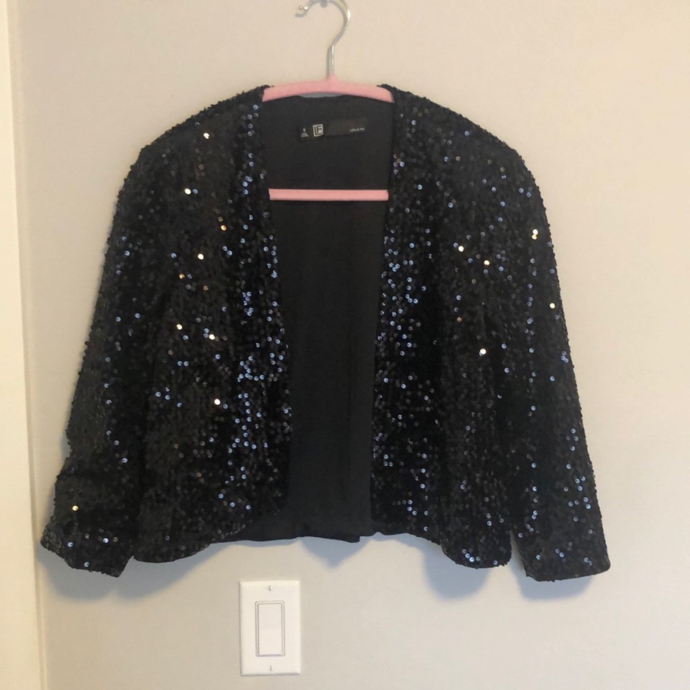 Leslie Fay sparkle sequin half cardigan 🖤🤍✨